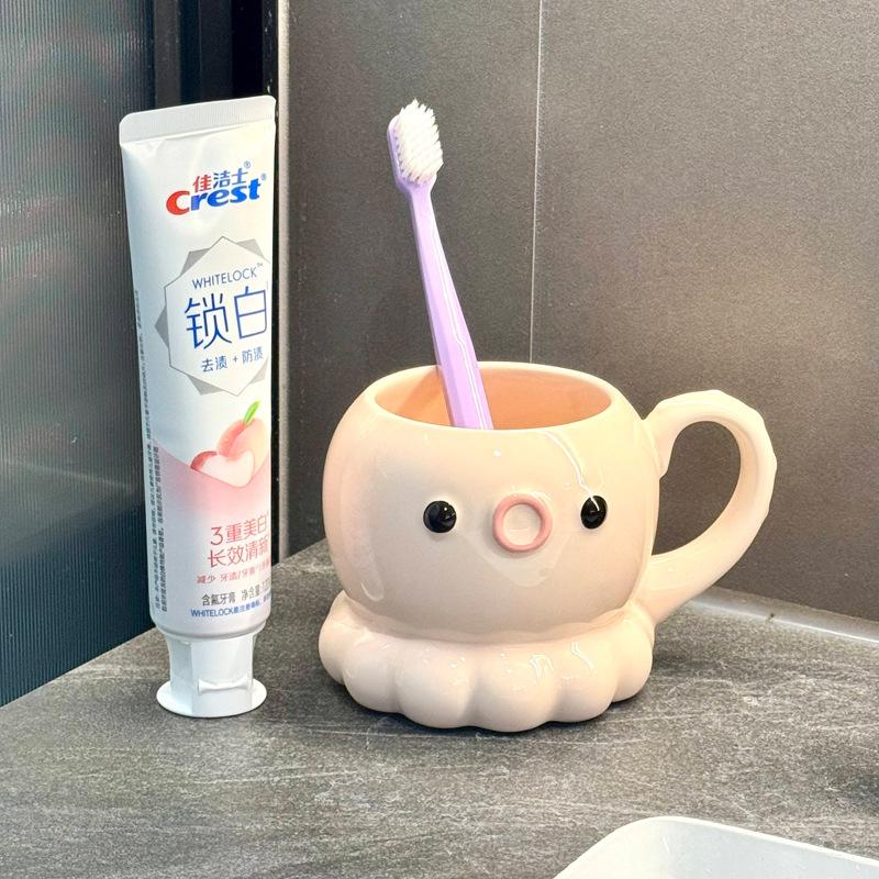 Hochwertige niedliche Oktopus Keramik Mundspülbecher Haus Badezimmer Toilettenbecher Paar Zahnbürstenbecher Kinder Zahnputzglas