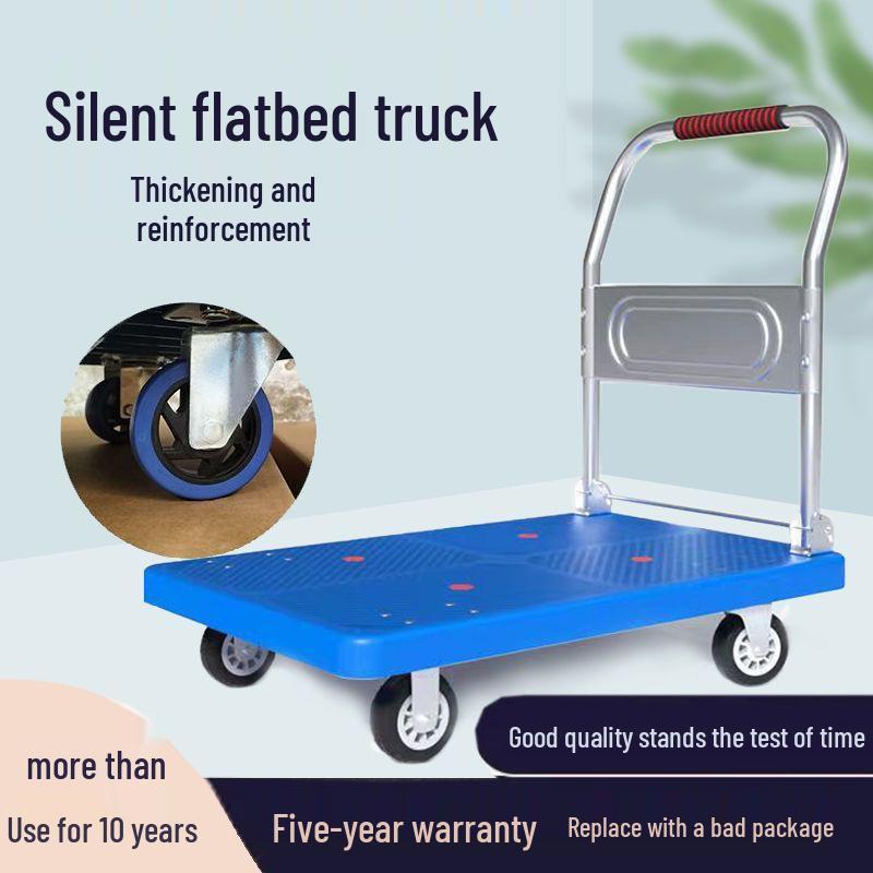 Lightweight Folding Handcart: Portable Silent Flatbed Trolley for Moving Goods and Household Use
