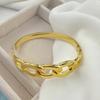 Elegant Gold-Plated Stainless Steel Bangle Openwork Chain Honeycomb Design Luxury Women's Fashion Bracelet