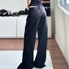 Europeiska & Amerikanska Minimalistiska Svarta Smickrande Lågmidjade Raka Ben Vardagsbyxor
