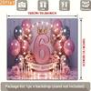 2D 6th Birthday Photography Backdrop, Pink and Silver Balloon with Light Ring Background