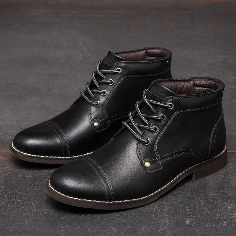 Fashion Handcraft Retro Men Leather Boots 2024 New Autumn Men Shoes Big Size 38 46 Casual British Basic Men Western Boots S98