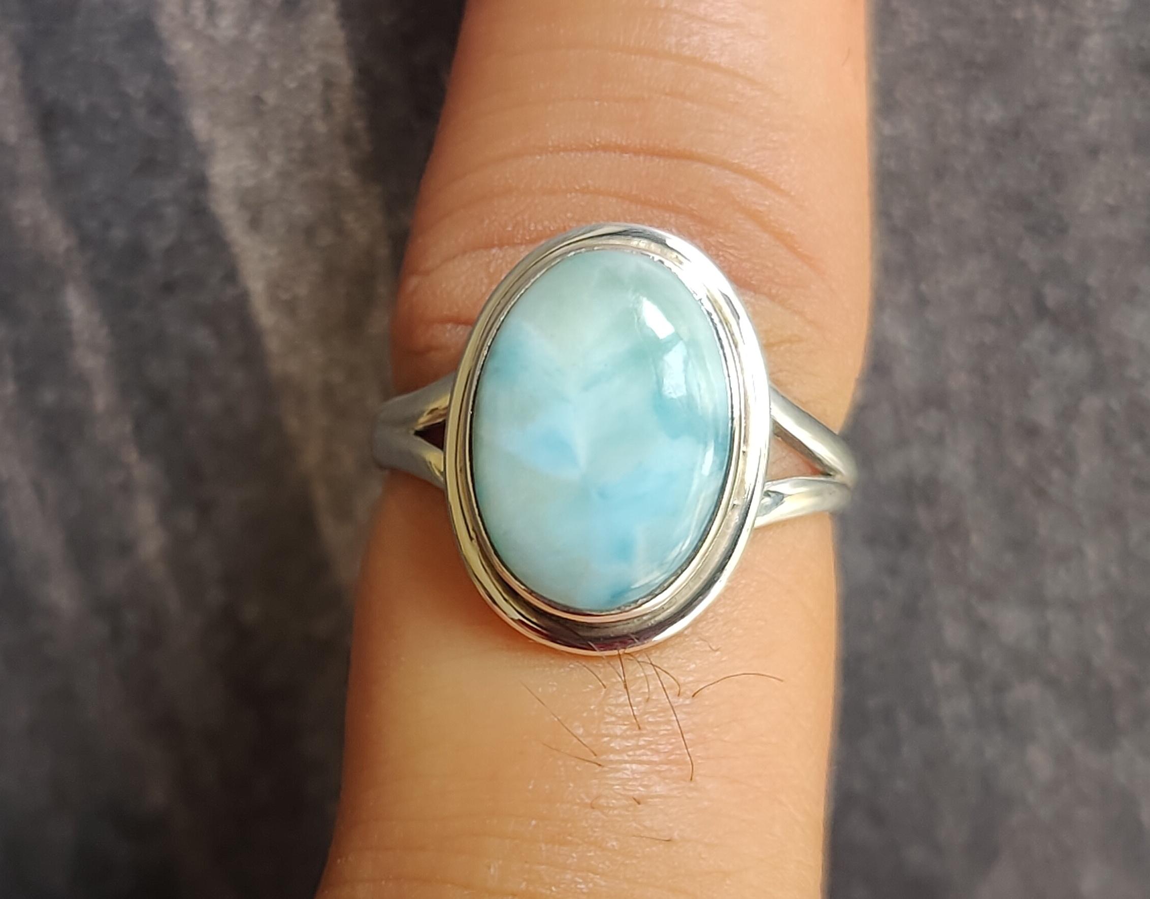 

Настоящее кольцо из стерлингового серебра 925 пробы с драгоценным камнем Ларимар, кольцо из цельного серебра, ювелирные изделия ручной работы, подарок для нее 12