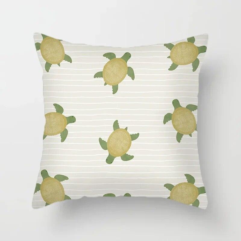 45x45cm Pastoralen Stil Cartoon Tier Schildkröte Pflanzen Druck Kissenbezug Bequemes Sofa Hotel Auto Sitzkissen Abdeckung wohnkultur