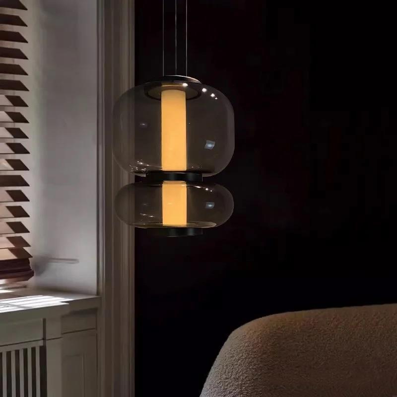 Italy Creative Smoke White Glass LED Chandelier Bedroom Study Hotel Desk Light Living Room Sofa Atmosphere Art Decor Floor Lamp