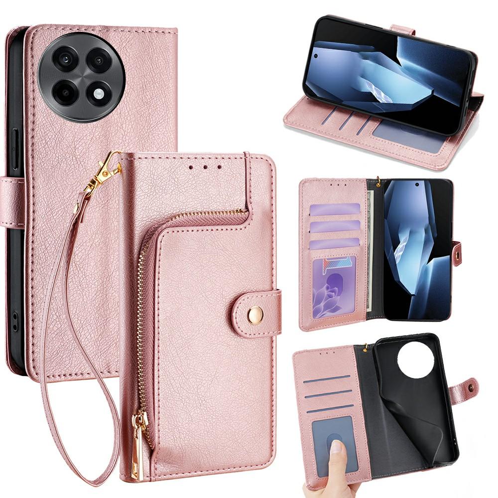 For OnePlus Ace 5 Pro 5G/Ace 5 5G Case Zipper Pocket PU Leather Wallet Flip Phone Cover