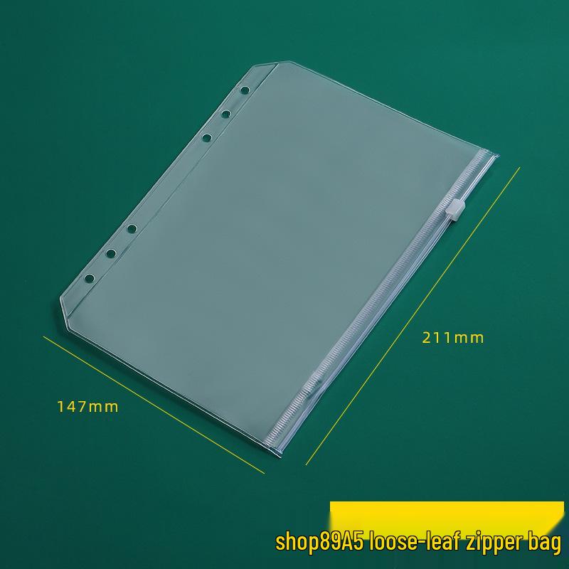 Pochettes transparentes en PVC de différentes tailles avec fermeture éclair: Rangement de documents A6/A5 et porte-cartes de visite A7, conception à 6 trous.