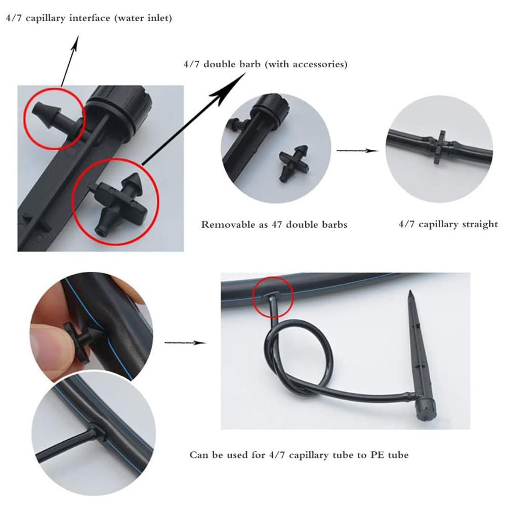 50pcs Irrigation Drippers 13cm Adjustable Drip Emitters 360 Degree Water Flow Drip Irrigation System