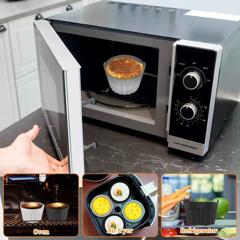 1Pcs Air Fryer Silicone Egg Poacher Cups Silicone Egg Cooker Mold Baking Custard Tart Pie Desserts Egg Poaching Maker