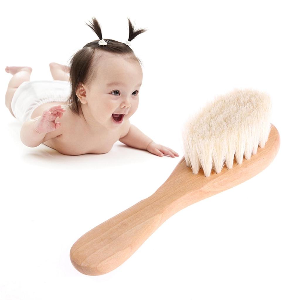 New Baby Care Pure Natural Wool Baby Wooden Brush Comb Brush Baby Hbrush Newborn H Brush Infant Comb for Head Massage