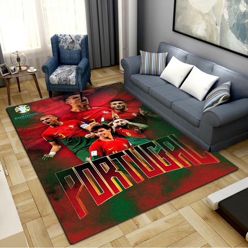Tappeto Tappeto Nazionale Portogallo per Soggiorno Camera da Letto Casa Decorazione Divano, Tappetino Antiscivolo per Giochi Bambini