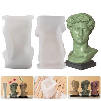 David Head Vase Silicone Mold DIY Handmade Human Body Sculpture Flower Pot Resin Mold Plaster Craft Casting Mold Home Decoration