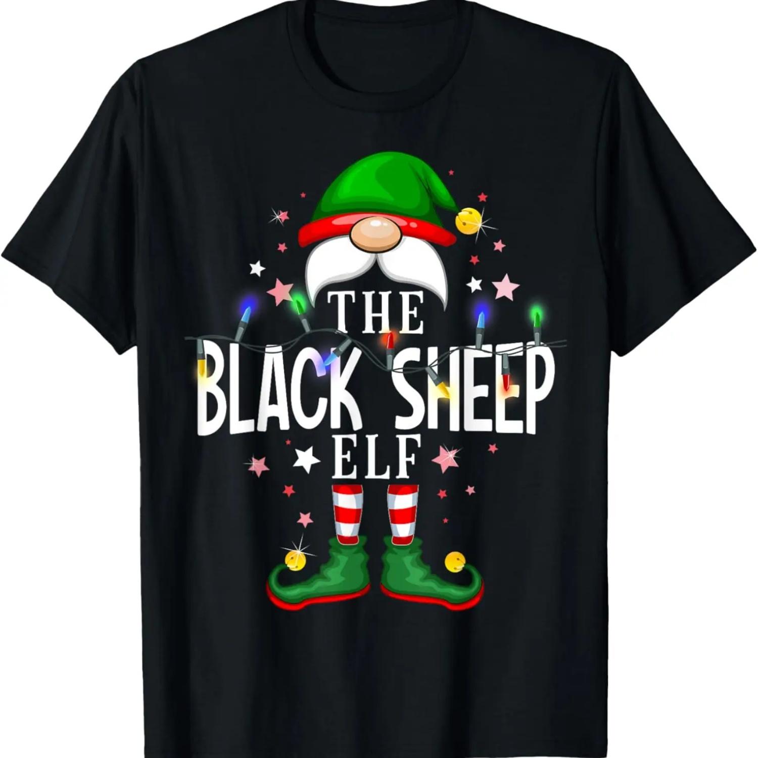 The Black Sheep Elf Christmas Family Pajama Party T-Shirt S чёрный
