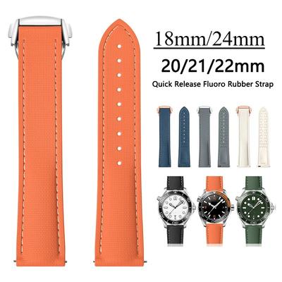 Fluoro Rubber Strap 18mm 20mm 21mm 22mm 24mm for Omega Seamaster Folding Buckle for Speedmaster Quick Release Diver Watch Band for Rolex