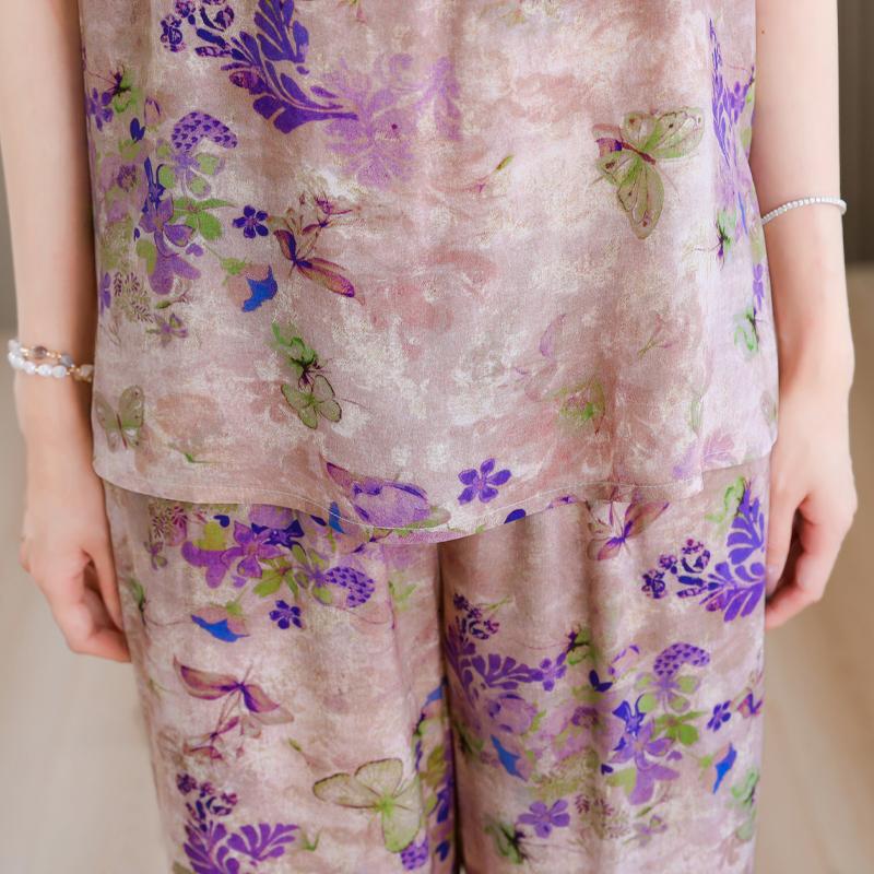 Summer Two Piece Set for Women Clothes Sleeveless Plus Size Elegant Casual Pants Sets