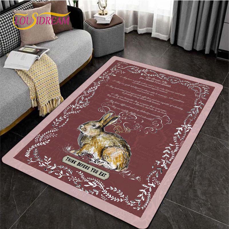 

Квадратный ковер с милыми маленькими животными и кроликами, нескользящий дверной коврик, кухонный нескользящий ковер, украшение для детской комнаты