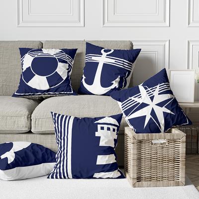 Decor acasă logo marin albastru imprimeu husă pernă poliester moale față de pernă dormitor mașină funda de almohada