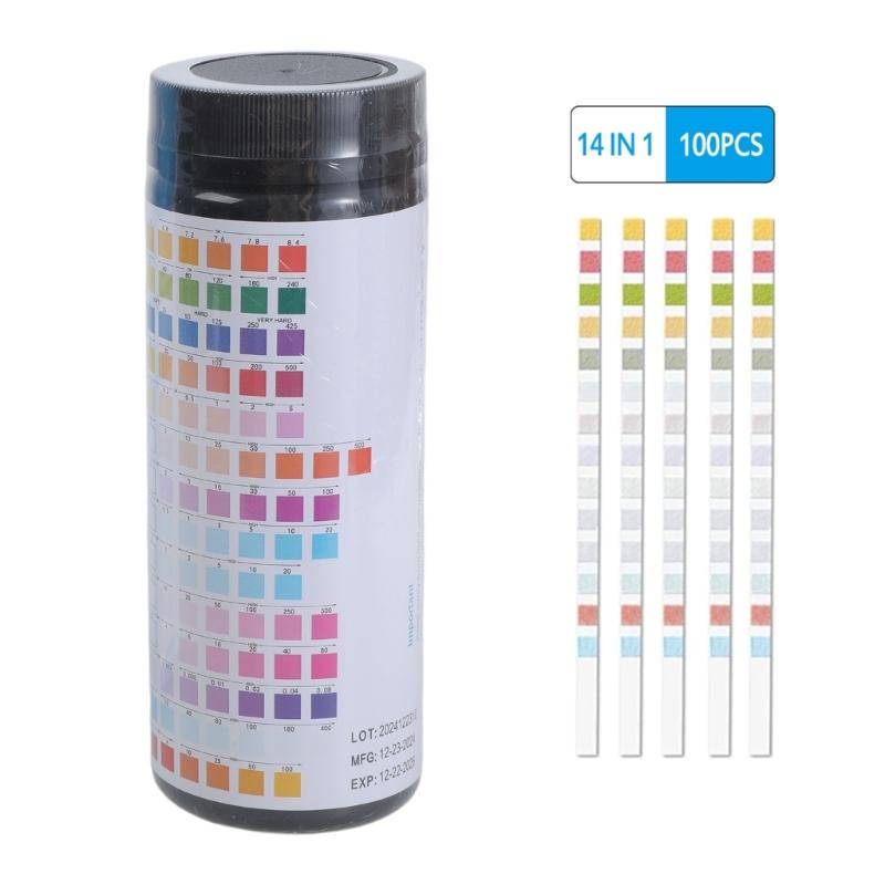 14 in 1 Drinking Water Test Strips PH Hardness Alkalinity Lead Copper Iron for Mercury Bromine Nitrite Test Easy to Use
