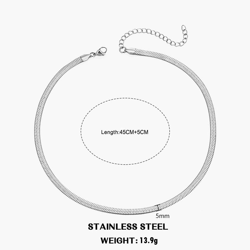 Classic Unisex Flat Snake Chain Choker Necklace For Women Stainless Steel Herringbone Gold Silver Color Fashion Jewelry Gift