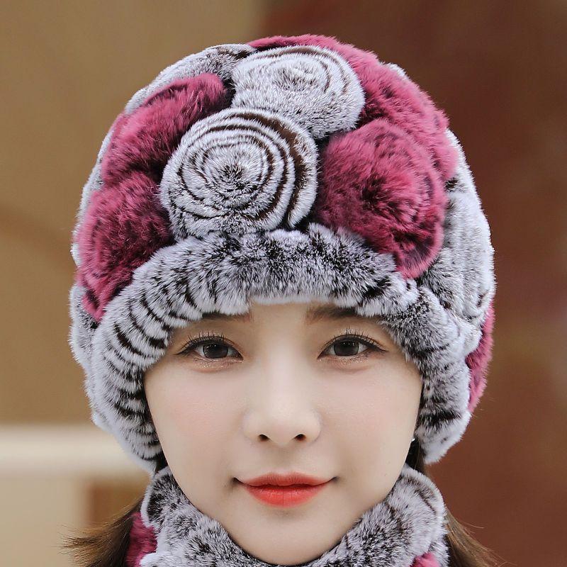 Hut Damenmode Warm Ohrenschutz Strickmütze Schal Set Verdickt