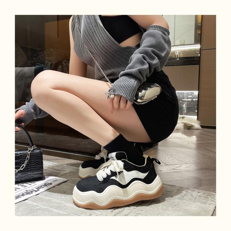 New Four-season Women's Shoes, Internet Celebrity Shoes, Korean Version of Platform-soled Fashion Lace-up Shoes, Student Casual Breathable Sports