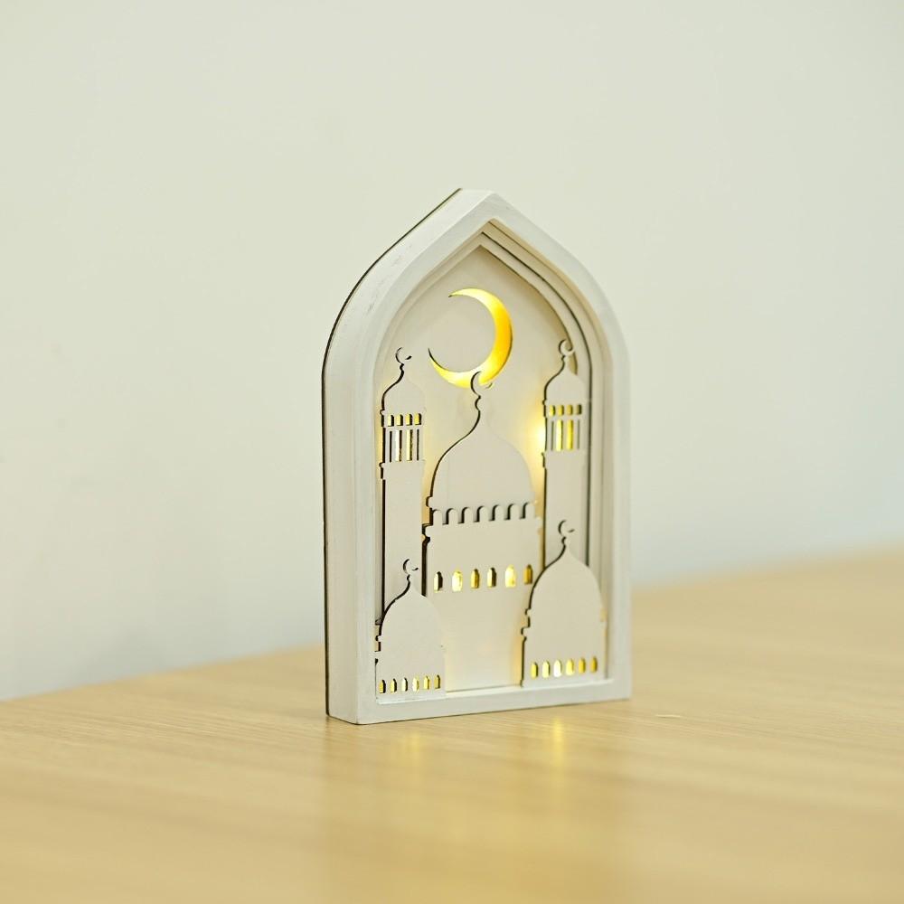 Moon Night Light Ornament LED Eid Wooden Decoration Lightweight Eid Desktop Ornament for Gifts