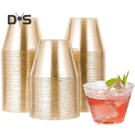 Food Grade 10Pcs 270ML Disposable Plastic Dessert Cup Decorative Creative Glitter Surface Water Cup Party Supplies