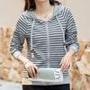 Navava Women Casual Striped Long Sleeve Hoodie Jacket Nc409