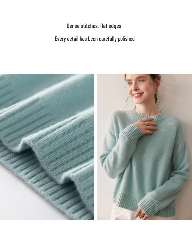 Women's Thickened Cashmere Loose Knit Sweater with Vertical Stripes and Hollow Round Neck - Autumn/Winter 2025 Collection
