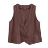 Ärmellose Damen-Weste aus Baumwollleinen mit Knopfleiste und V-Ausschnitt