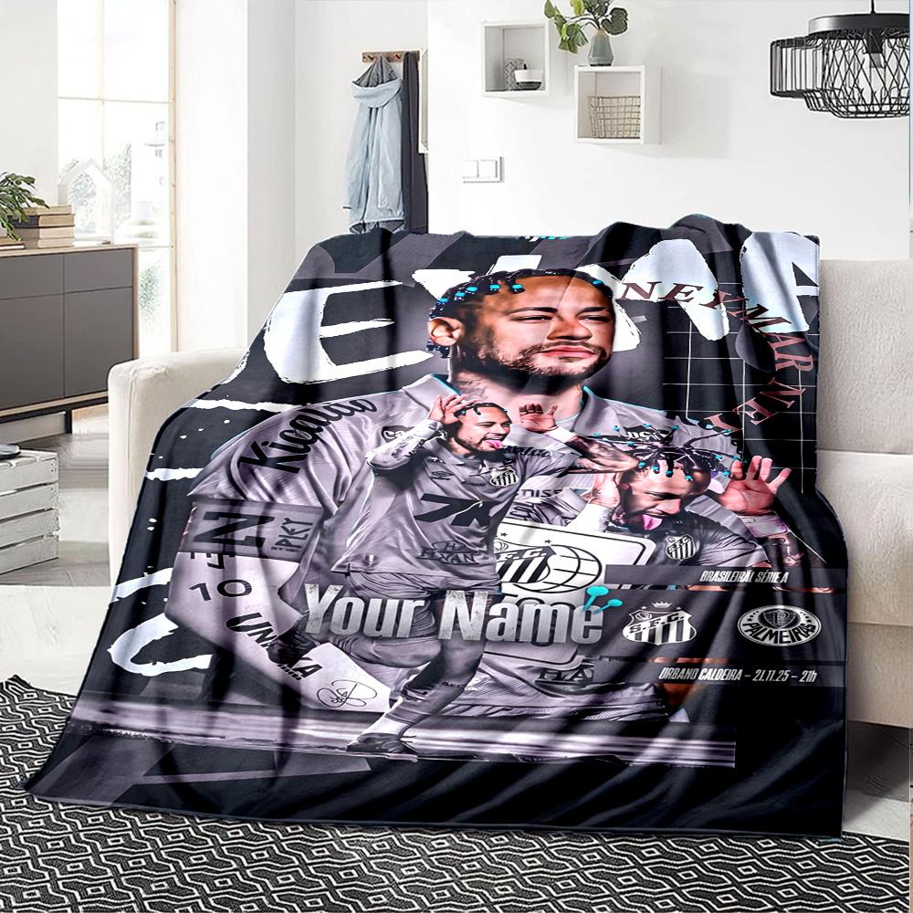 Star Neymar Personalized Name Blanket Cozy Personalized Blanket Durable Comfort Suitable for Home Decor Living Room Office Chair Bed