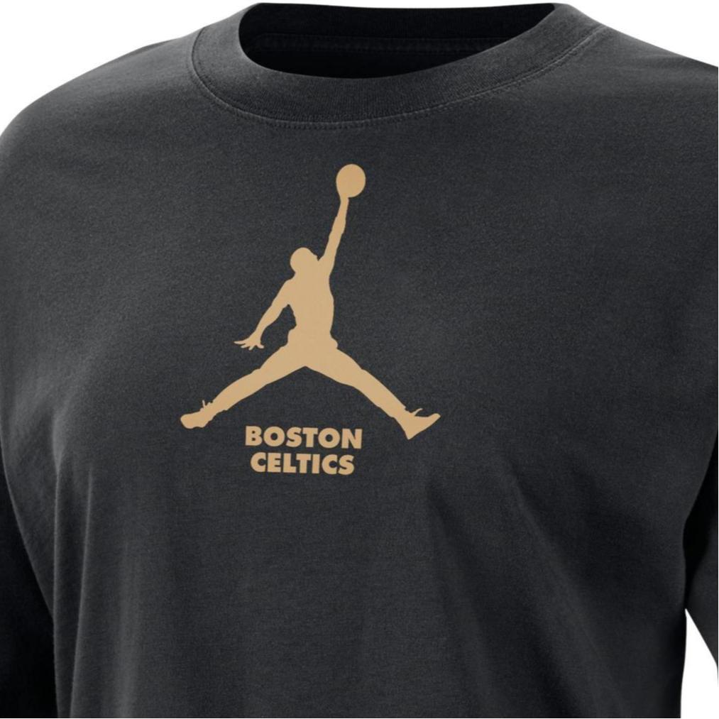 Jordan Boston Celtics Logo Round Neck Casual Long Sleeve T-Shirt Women T-Shirt Black FN1555-010