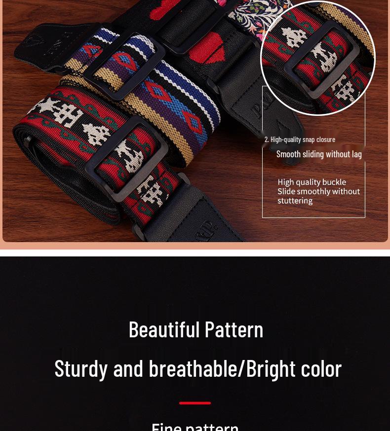 Bakelite PU Leather Guitar Strap for Classical & Folk - Wide, Thick, Personalized Style