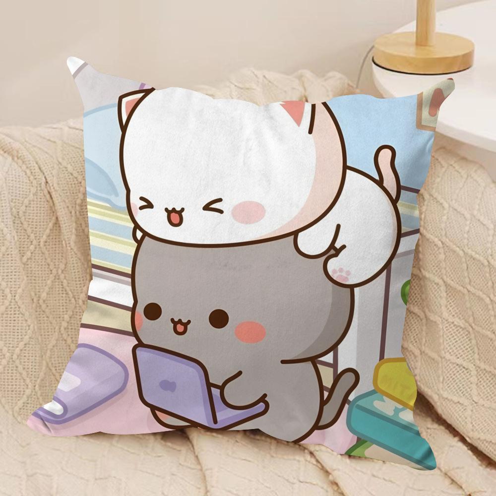 Sweet Cute PPeach Gomas Cushion Cover Silky Short Plush Invisible Zipper Dustproof Sofa Pillow Case For Home Decor