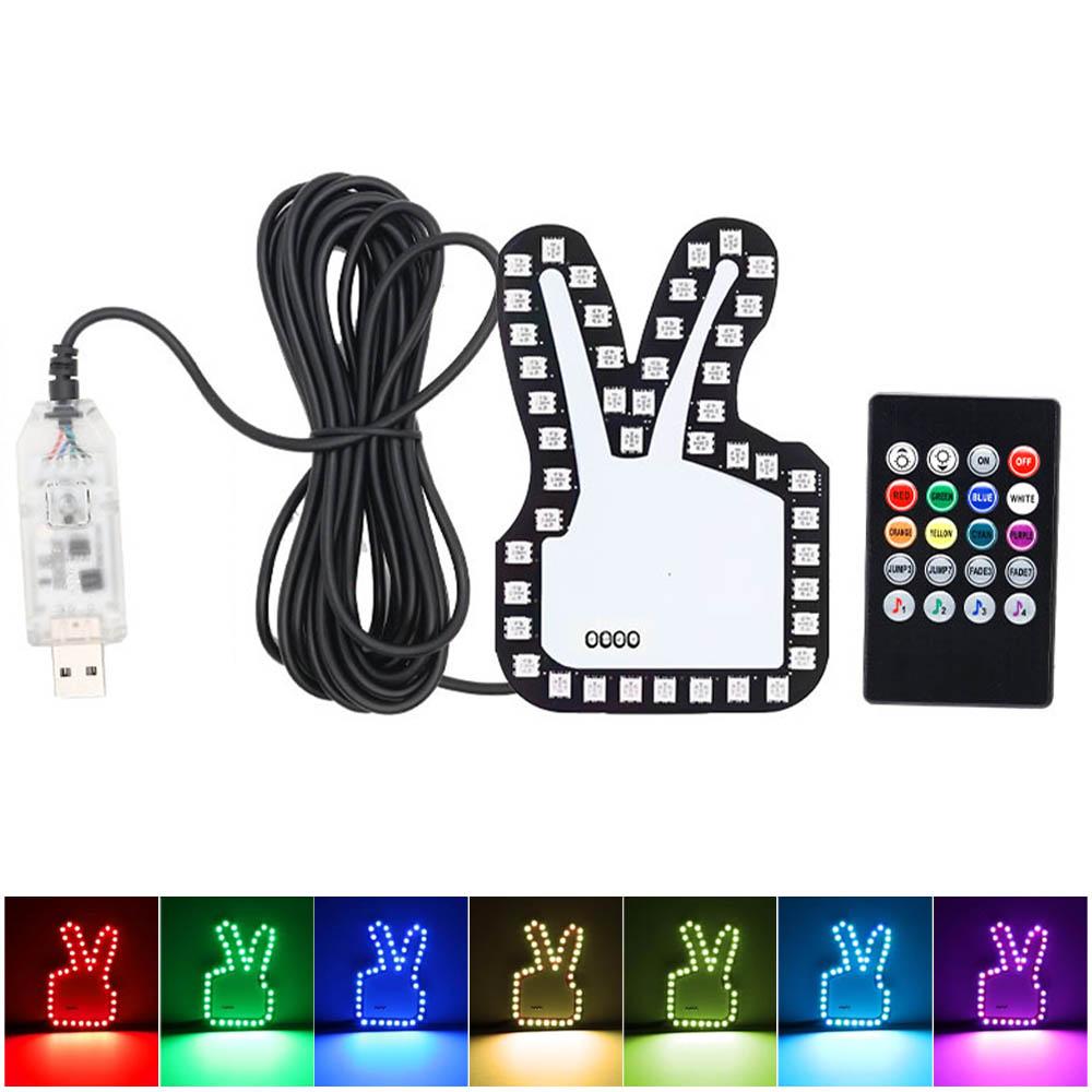 

Funny Car Finger Light with Remote Control LED Interior Ambient Light Road Rage Signs Middle Finger Gesture Warning Lamp Decor