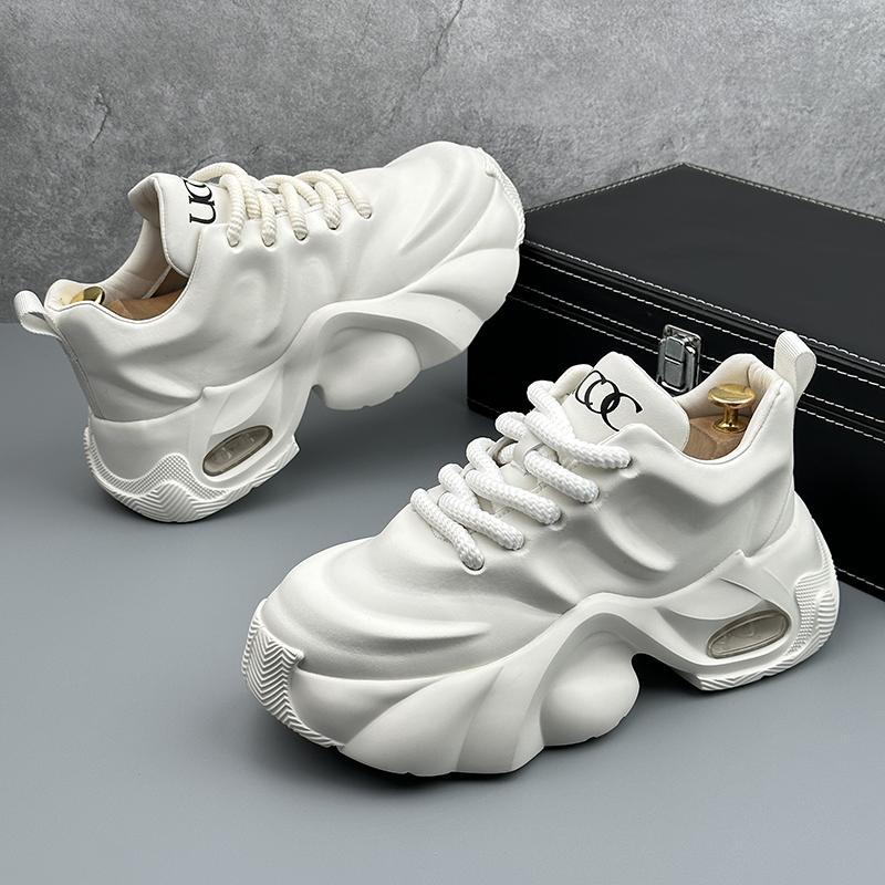 Personalized Trendy Fashion Casual Versatile Sports Lace-up Anti-slip Shoes Autumn New Breathable Thick Sole Height Increasing