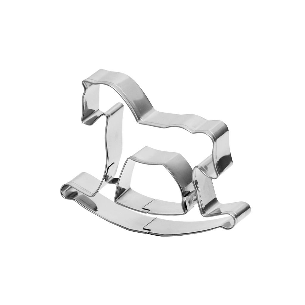 Stainless Steel Rocking Horse Cookie Cutter - Cartoon Pony Mold for Home Baking.
