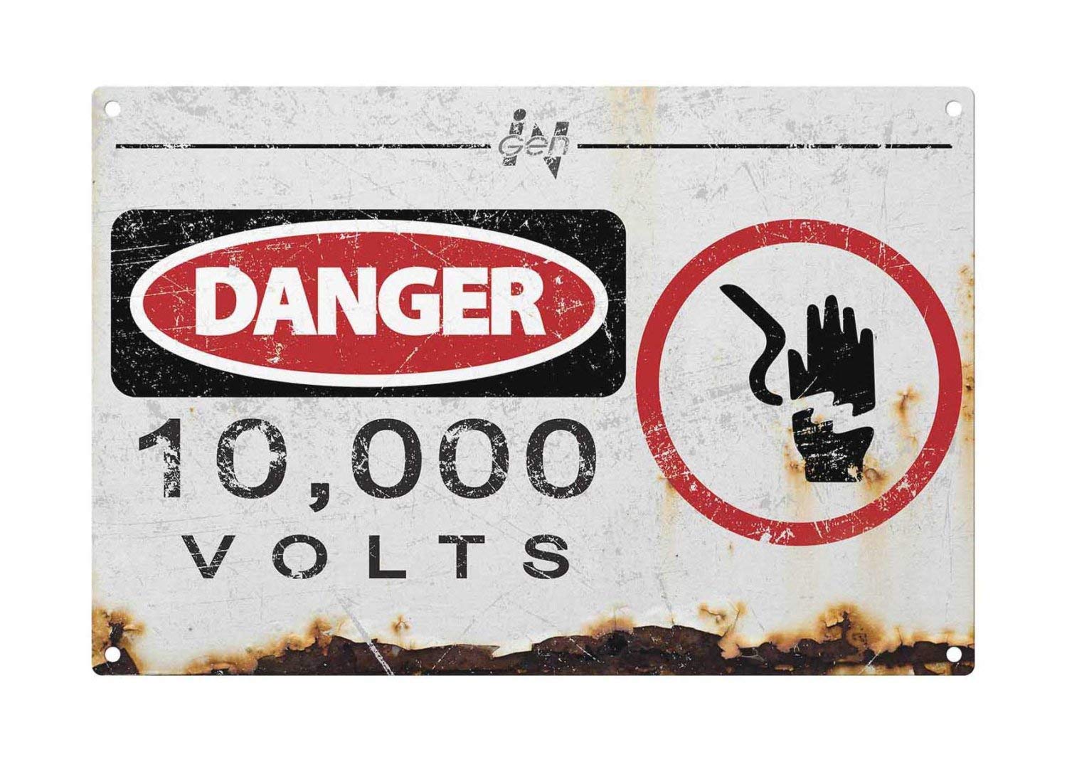 Personalized Retro Warning Sign Danger Volts Metal Sign Style Metal Sign Tin 20x30cm(7.8x11.8inch)