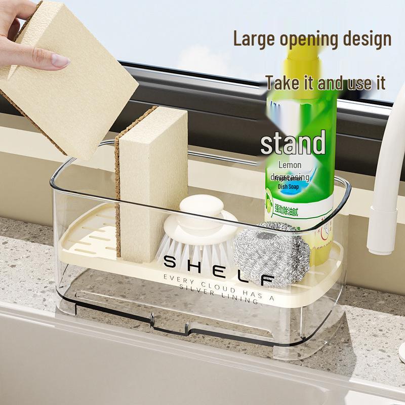 Large Capacity Kitchen Sink Draining Rack for Sponge, Cloth, and Dish Storage