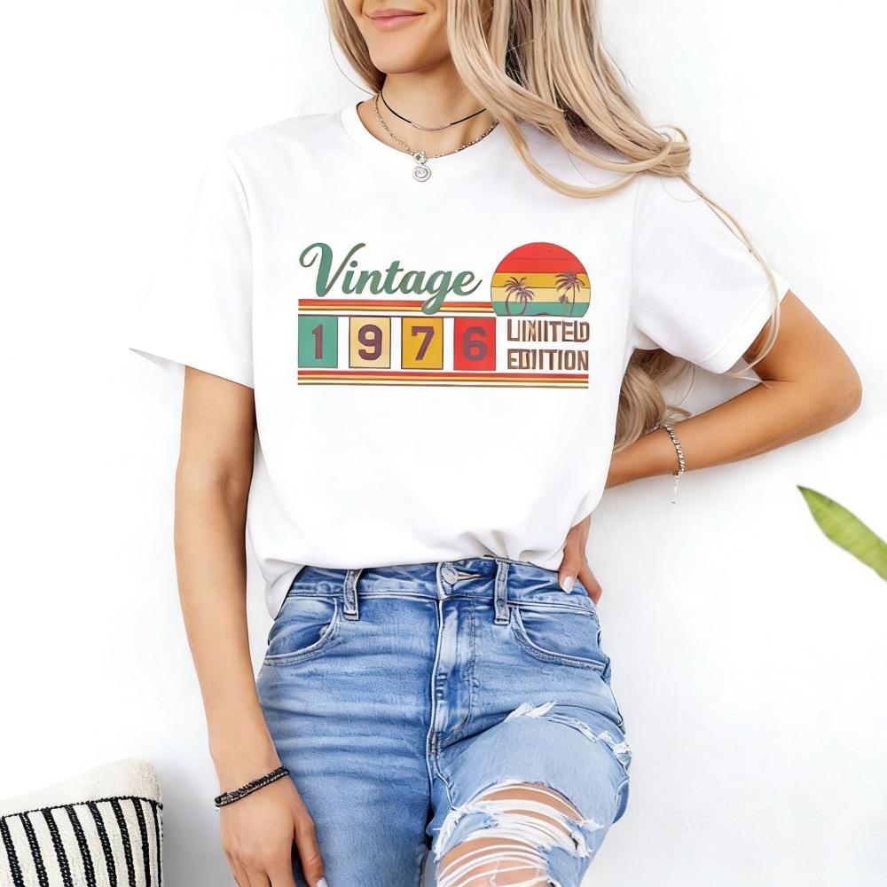 Vintage 1976 Limited Edition Birthday T-Shirt Classic Retro Style Graphic Printed Tshirt Men Women Fashion Tops