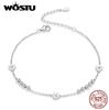 WOSTU100% 925 Silver Daisy Flower Bracelet For Women , Wedding Beaded Chain Bracelets Girl Birthday Gift Jewelry CQB146