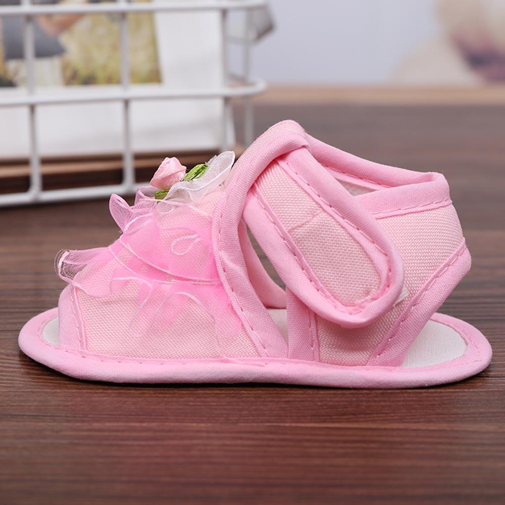 Newborn Infant Baby Girls Crib Shoes Soft Sole Anti-slip  Flower Sandals
