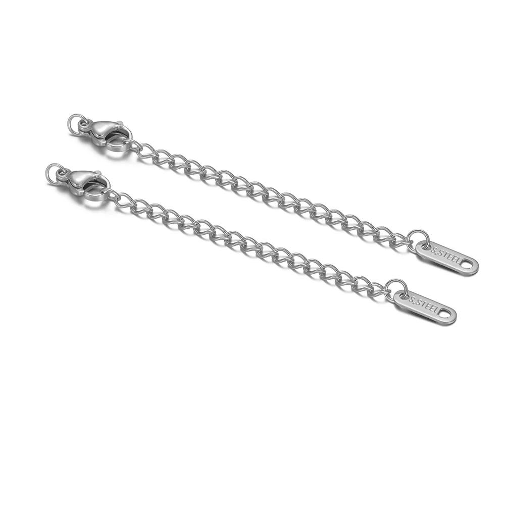 10pcs Stainless Steel Lobster Clasps 5cm Extension Extended Tail Chains for DIY Jewelry Making Bracelet Necklaces Connectors