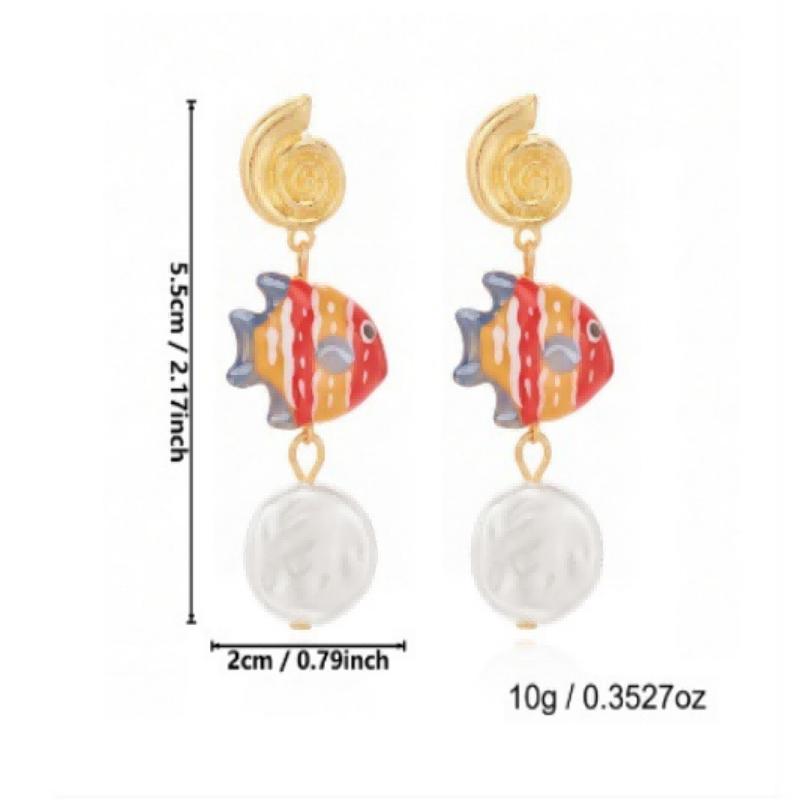 Boho Starfish & Tropical Fish Drop Earrings for Women - Summer Beach Jewelry