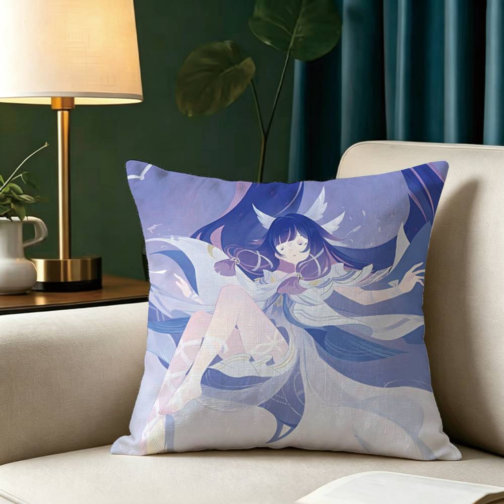 C-Columbina G-Genshin I-Impact Square Double-Sided printed Pillow Case Bedroom Bedside Pillow Sofa Cushion Cover