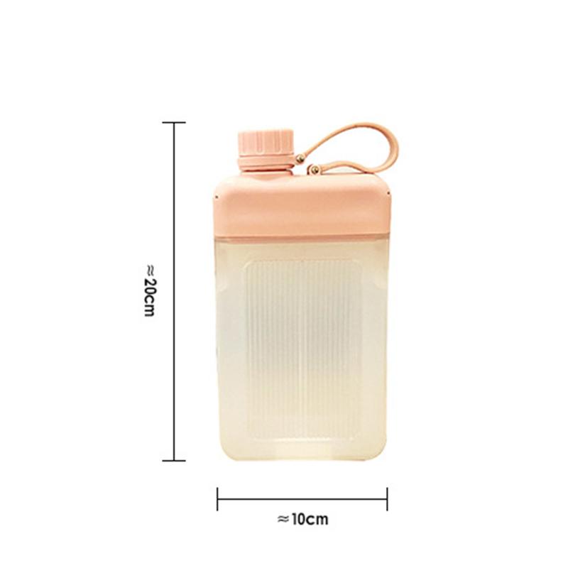 450Ml Portable Flat Water Bottle Reusable Juice Milk Tea Bottle Plastic Ultra-Shin Travel Outdoor Trip Drinking Tool