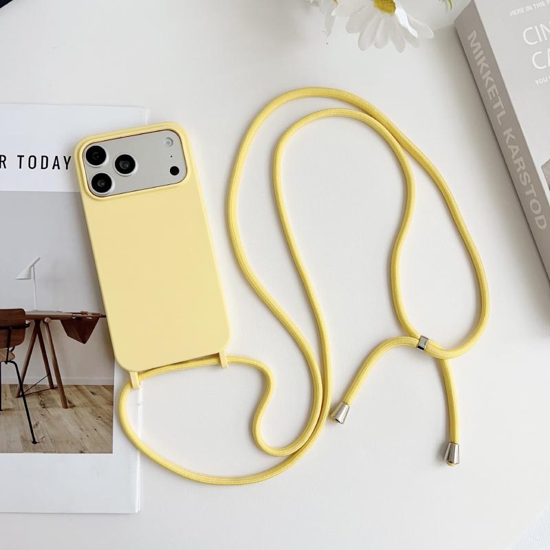 Crossbody Lanyard Flüssigsilikon Handyhülle Für iPhone 17 Pro Max 15 14 13 16 Pro Max Seil Schulter Candy Farbe Weiche Rückseite