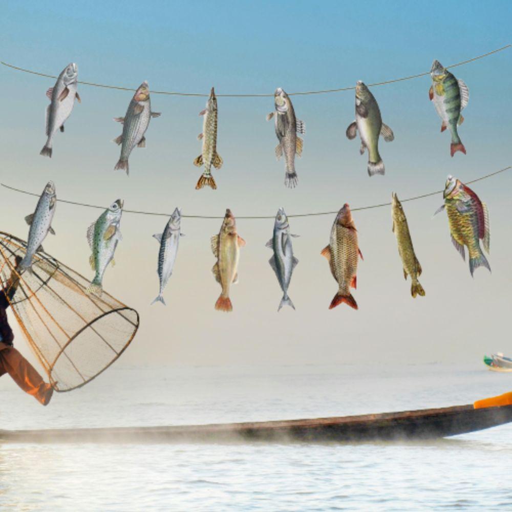 DIY Paper Fish Garland Fisherman Themed Fish Flag Decorations Fishing Hanging Banners  Home Decor