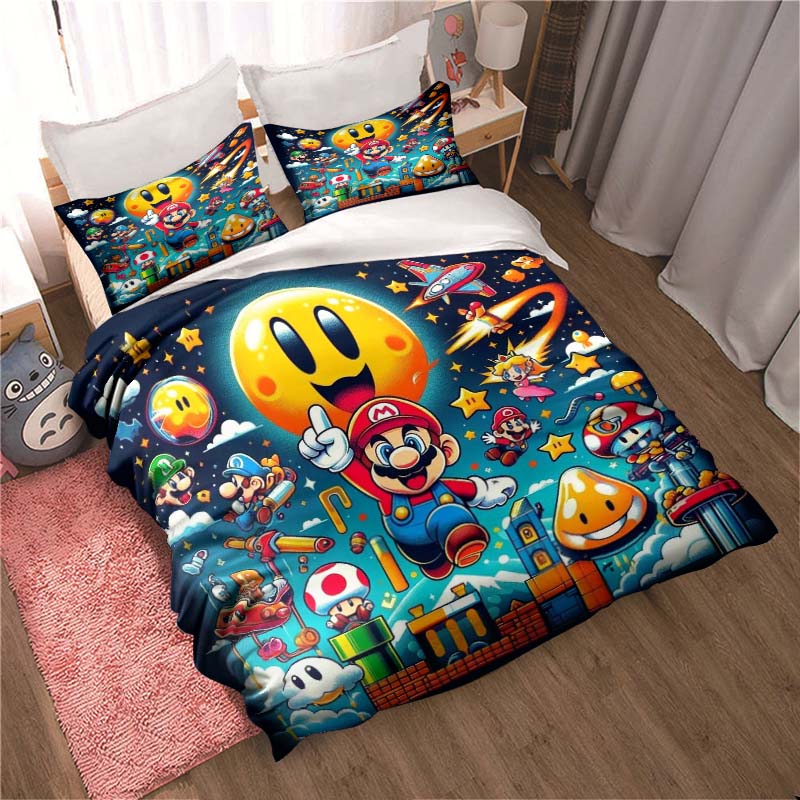 

New Super Mario Soft and Comfortable Duvet Cover, Children s Bedding Set Gift, Extra Large Size, Multiple Sizes Available. 135x200cm