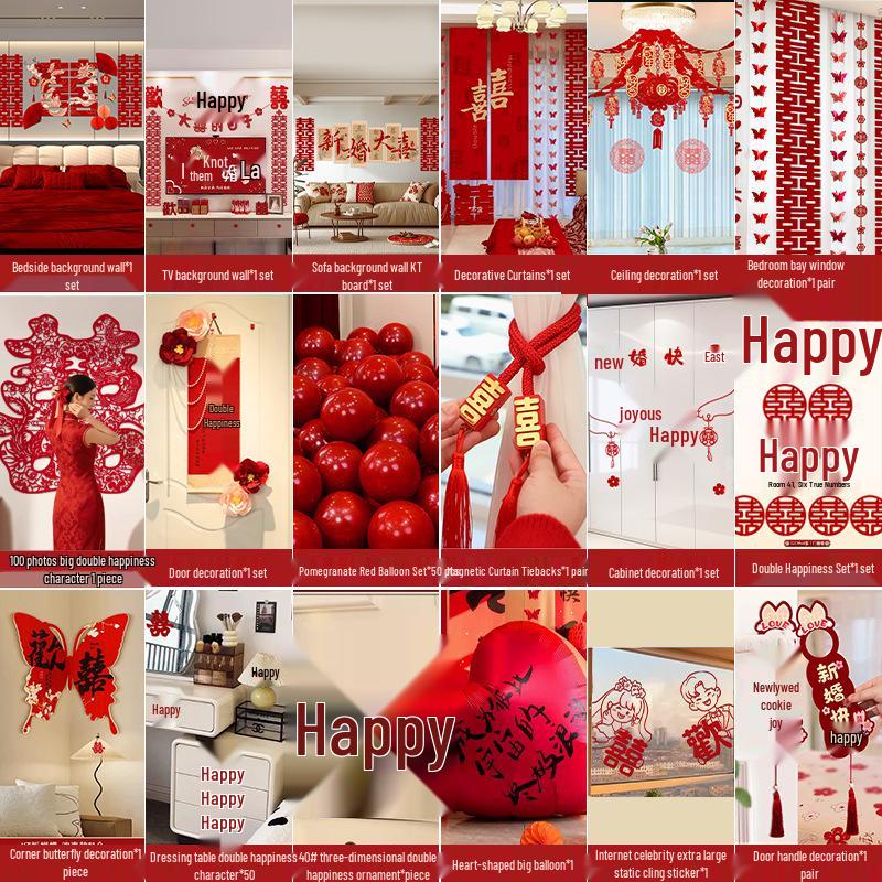 Complete Wedding Room Decoration Set: Bride & Groom's Bedroom Decor Essentials